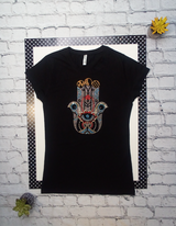 Women Short Sleeve T shirt - Rhinestone Cotton/Spandex