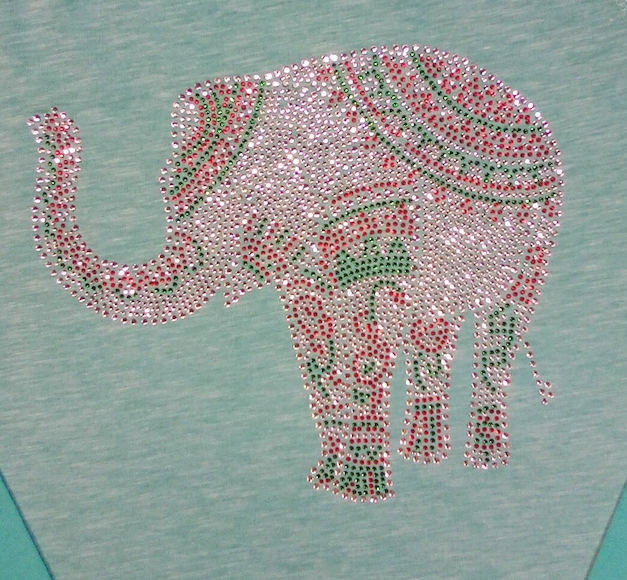 Girls Long Sleeve Top -Rhinestone Elephant