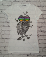 Girls Short Sleeve Top Rainbow Owl