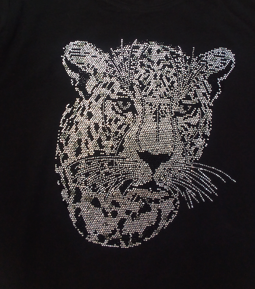 Women & Junior Short Sleeve T Shirt - Rhinestone Tiger By Bling Bling U Sparkle Girl