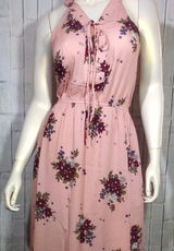 Women Lace up Dress /Criss cross Back- Floral Pint