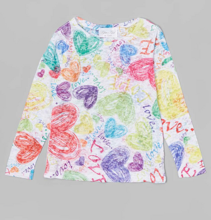 Girls Long Sleeve Top - Allover Print By Glitter Girl