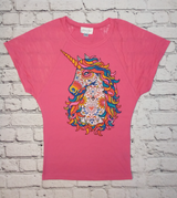 Girls Short Sleeve Top -Mosaic Unicorn