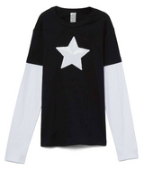 Girls Long Sleeve Top - White Star