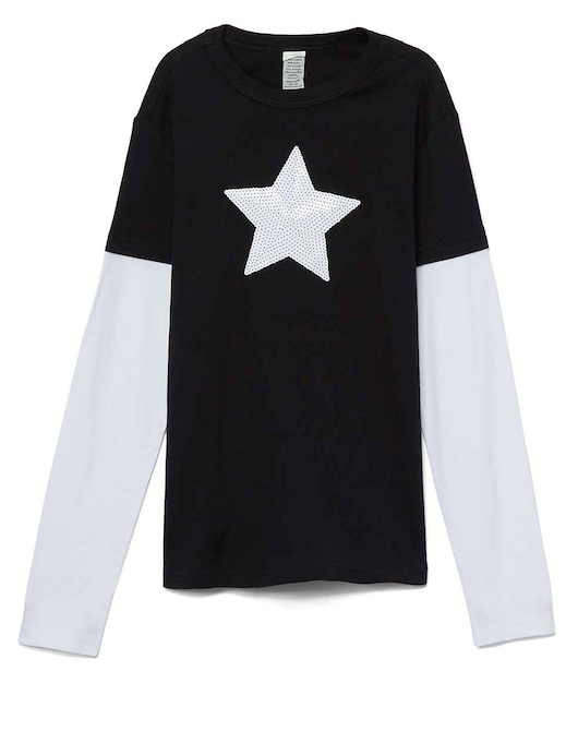 Girls Long Sleeve Top - White Star