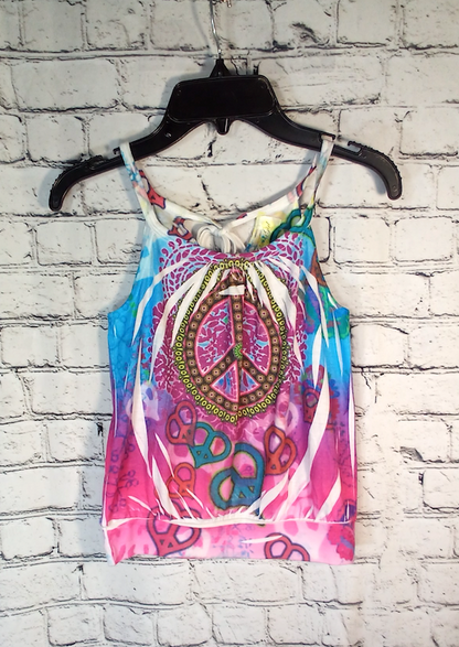 Girls Sleeveless Top - Peace Print