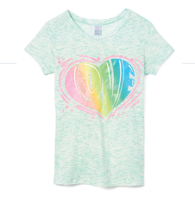 Girls Short Sleeve Top - Love/Heart