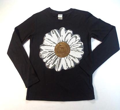 Girls Long Sleeve Top - Sequin Flower