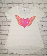 Girls Short Sleeve Top - Heart/wings