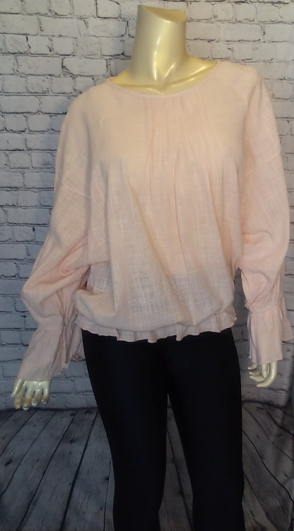 Women Long Sleeve Top Linen like fabric