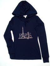 Girls Long Sleeve Top - Pullover Hoodie - Rhinestone Paris