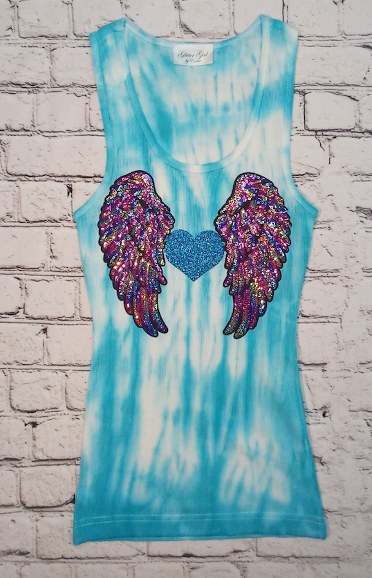 Girls Sleeveless Top - Wings/Heart