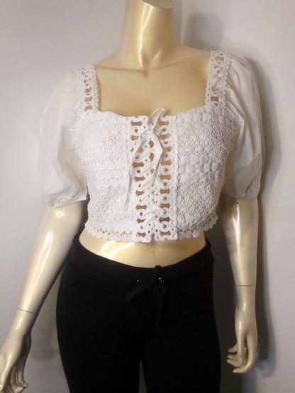 Junior Short Sleeve Lace Top