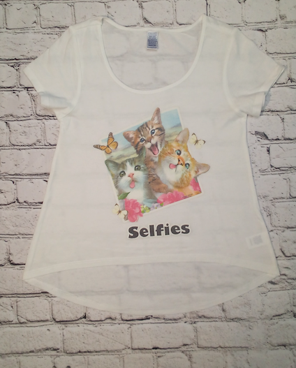 Girls Short Sleeve Top - Selfie Cat