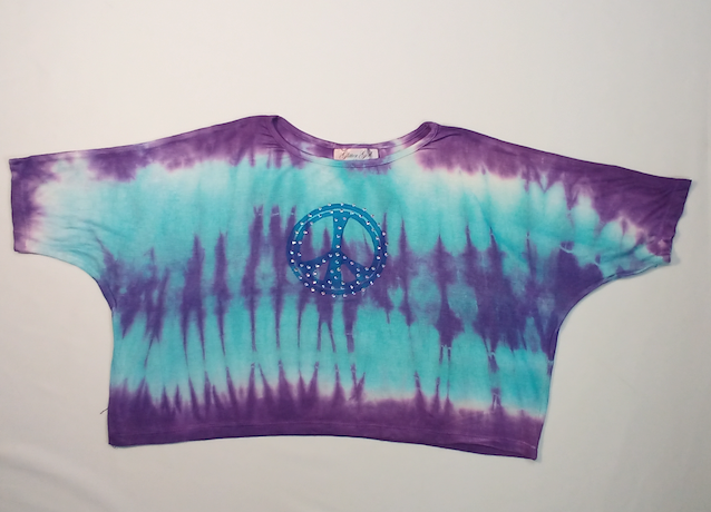 Girls Short Sleeve Top - Peace sign