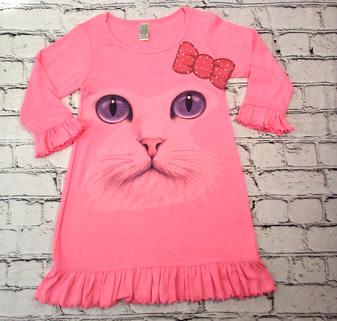 Girls Toddler dress Bow Cat