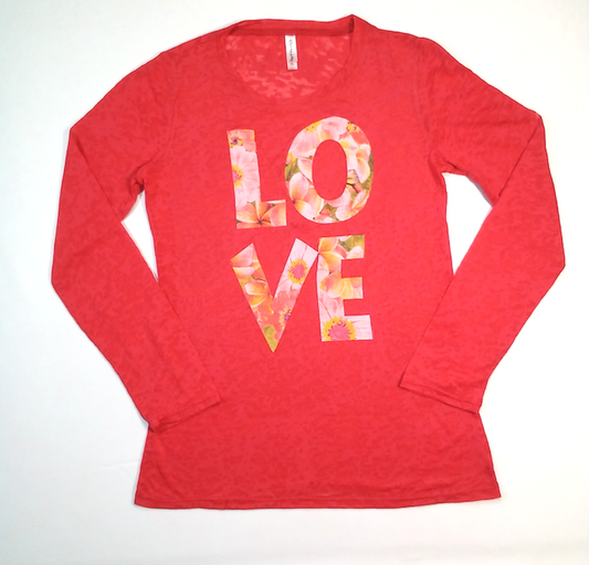 Girls Long Sleeve Top -LOVE - Floral
