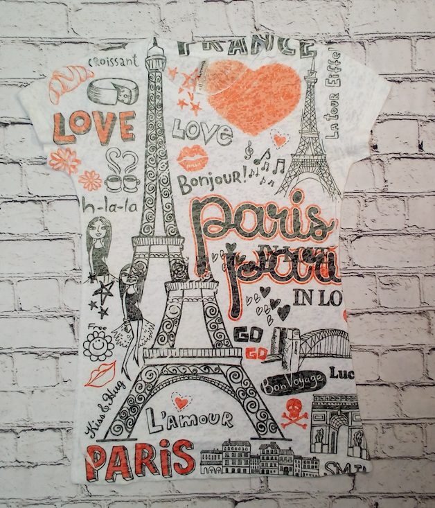 Junior Short Sleeve Top Paris Graphics