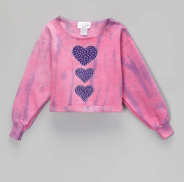 Girls Long Sleeve Sweatshirt Top - Hearts  By Glitter Girl