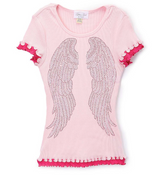 Girls Top Short Sleeve Two tone Top - Wings
