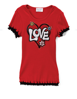 Girls Short Sleeve Top - Love/Heart