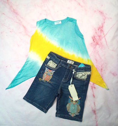 Girls Sleeveless Top & Denim Shorts Set By Glitter Girl By Esmise