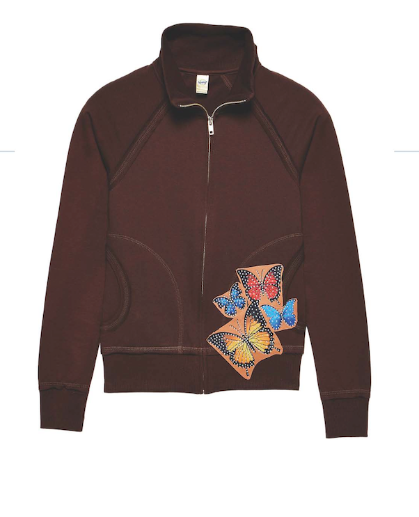 Girls Long Sleeve Top - Zip up Jacket - Butterfly