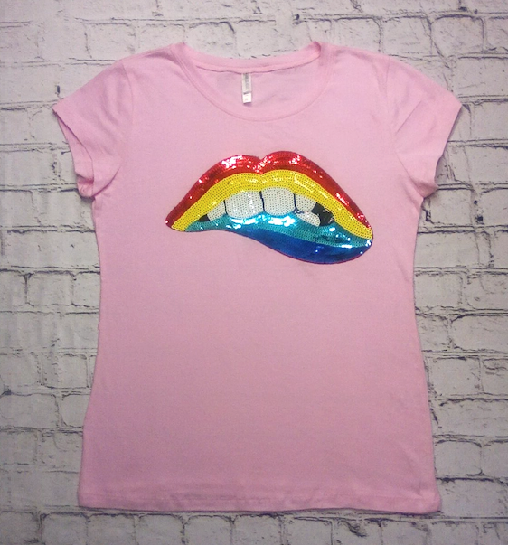 Women Short Sleeve T shirt - Rainbow Lips