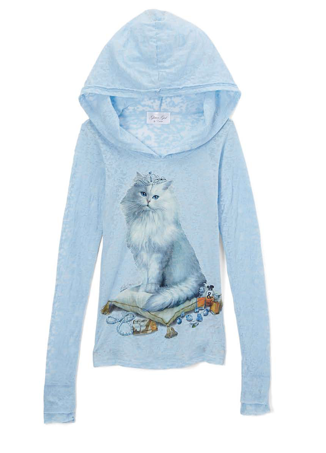 Girls Long Sleeve Top - Diamond Cat