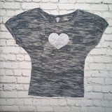Girls Short Sleeve Top - Glitter Heart