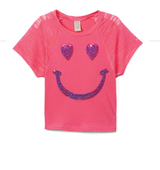 Girls Short Sleeve Top -happy face