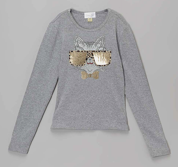 Girls Long Sleeve Top - Cat By Glitter Girl