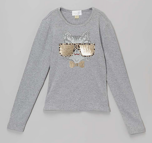 Girls Long Sleeve Top - Cat By Glitter Girl