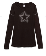 Girls & Junior long Sleeve Top - Rhinestone Stars