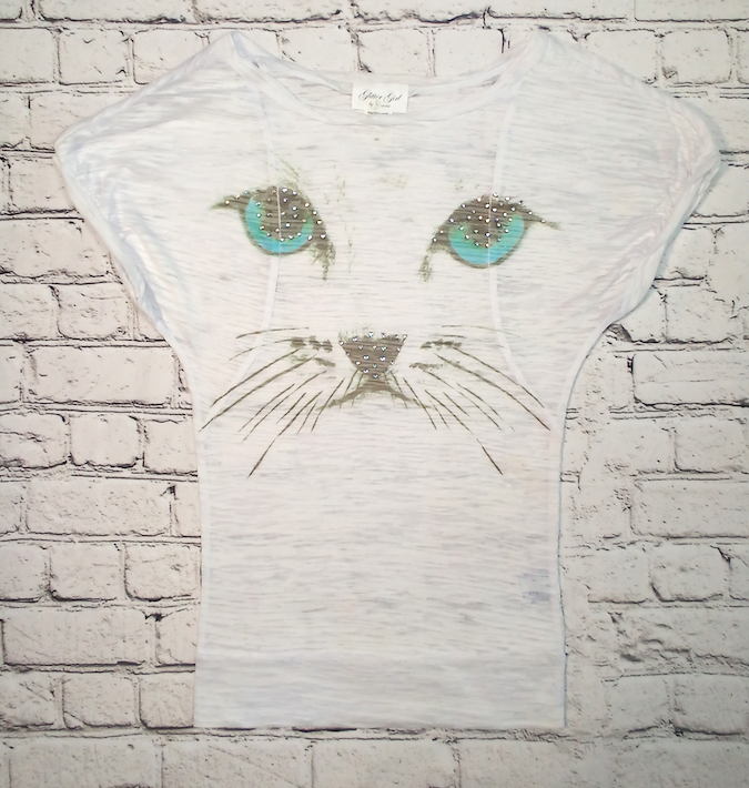 Girls Short Sleeve Top- Cat Eyes