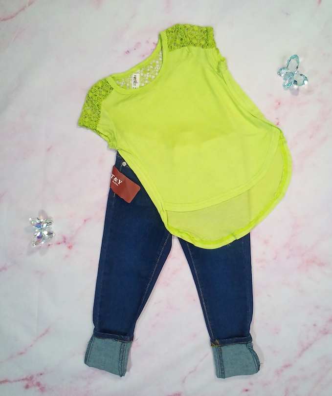 Girls Short Sleeve Top & Denim Jeans Set