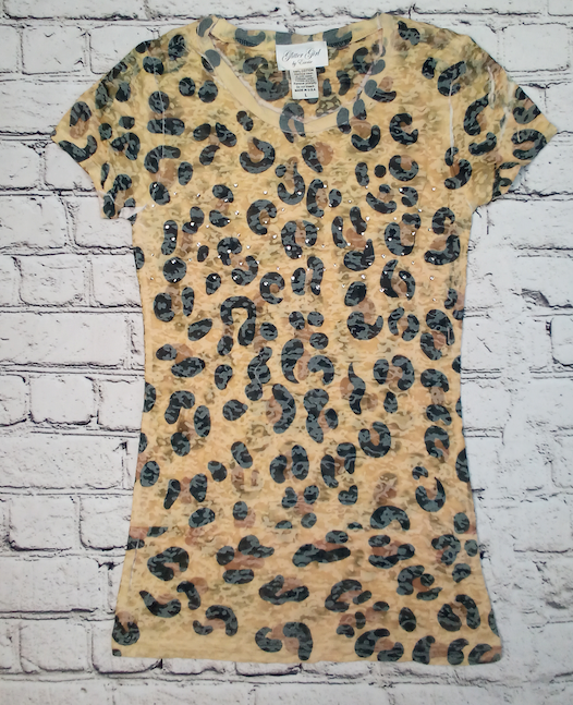 Girls Short Sleeve Top - Leopard