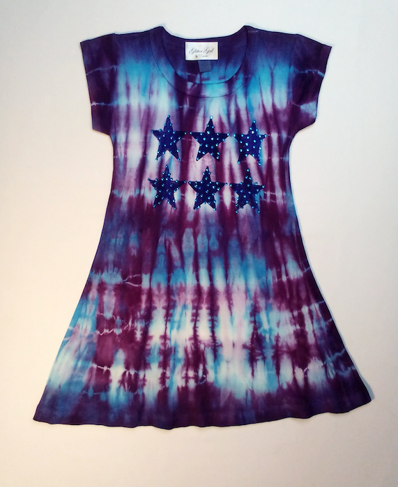 Girls Short Sleeve Dress - stars