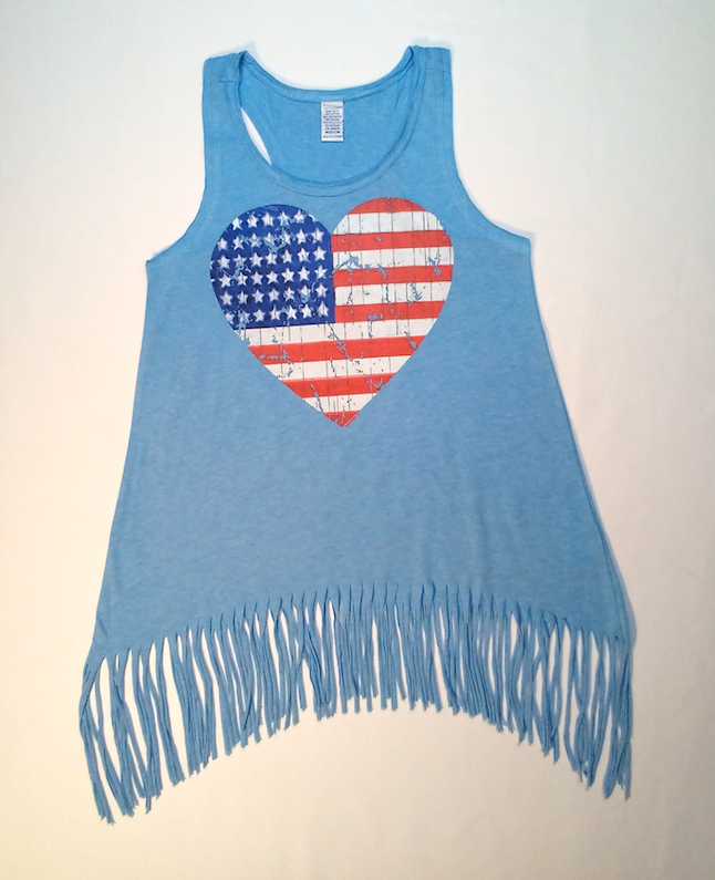 Girls Sleeveless Top - Tunic - Americana/Heart