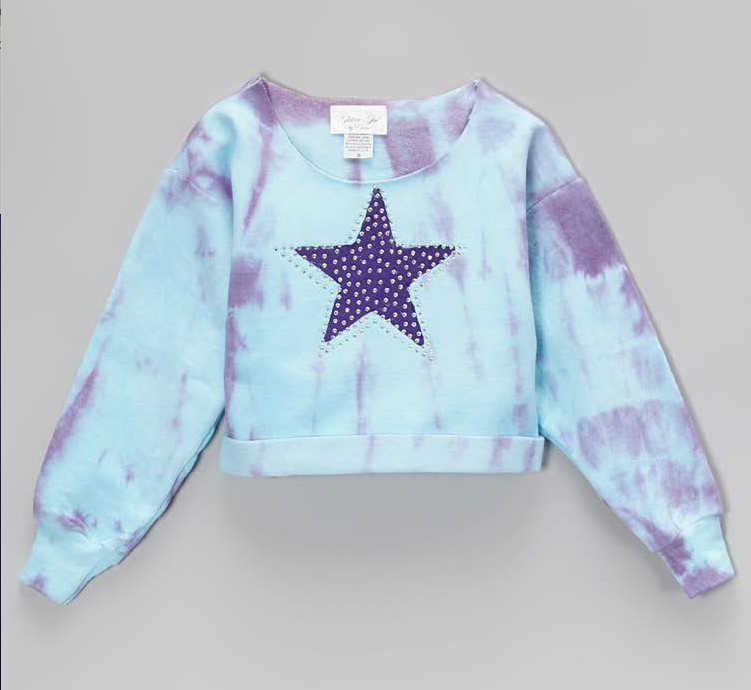 Girls Long Sleeve Top  Sweatshirt - Rhinestone Star By Glitter Girl