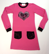 Girls Long Sleeve Dress - Lace Heart  By Glitter Girl
