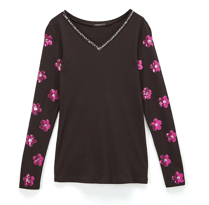 Girls Long Sleeve Top - Hot Pink Daisies