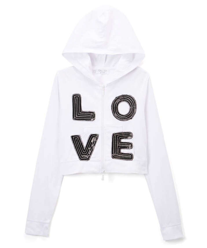 Girls & Junior Long Sleeve Zip Up Hoodie -LOVE By Glitter Girl