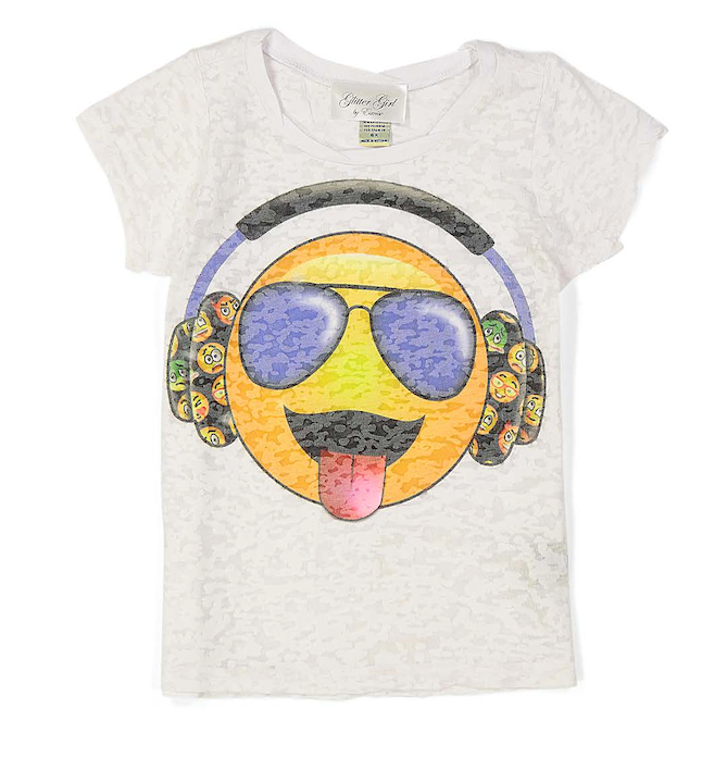 Girls Top Short Sleeve T shirt -Headphone Emoji