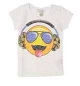 Girls Top Short Sleeve T shirt -Headphone Emoji