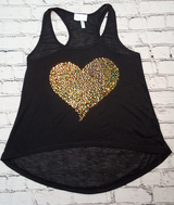 Junior Sleeveless Tank Top Gold Sequin Heart