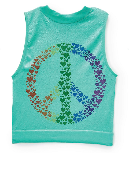 Girls Sleeveless Top- Flower Peace Sign