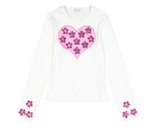 Girls & Junior Long Sleeve T shirt - Heart/Flowers