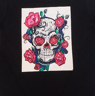Girls & Junior Long Sleeve Top - Sugar skull By Glitter Girl