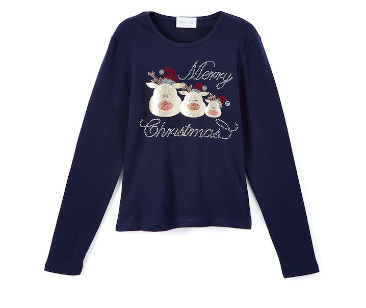 Girls & Junior Long Sleeve T Shirt - Merry Christmas
